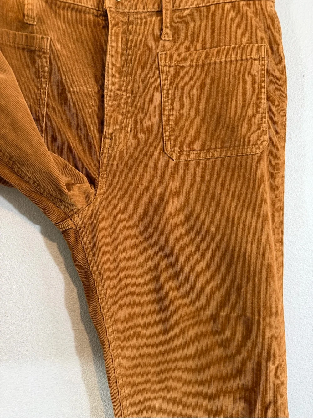 J. Crew Straight Leg Stretch Corduroy Pant Size 31 Tall Camel Brown Patch Pocket